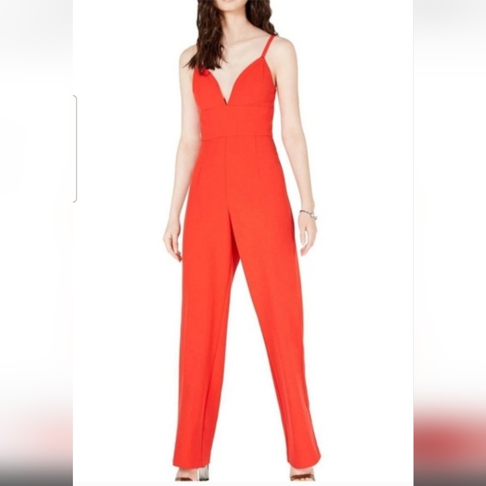 LAUNDRY By shelli Segal bright red jumpsuit sz 4 NWT